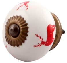 Red Standing Rein Deer Pattern Ceramic Cabinet Knob Online